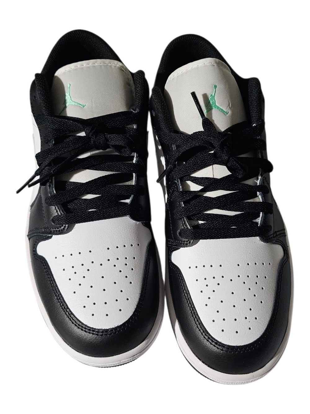 Nike Air Jordan 1 Low "Green Glow" Black, White & Mint Low Top Sneakers